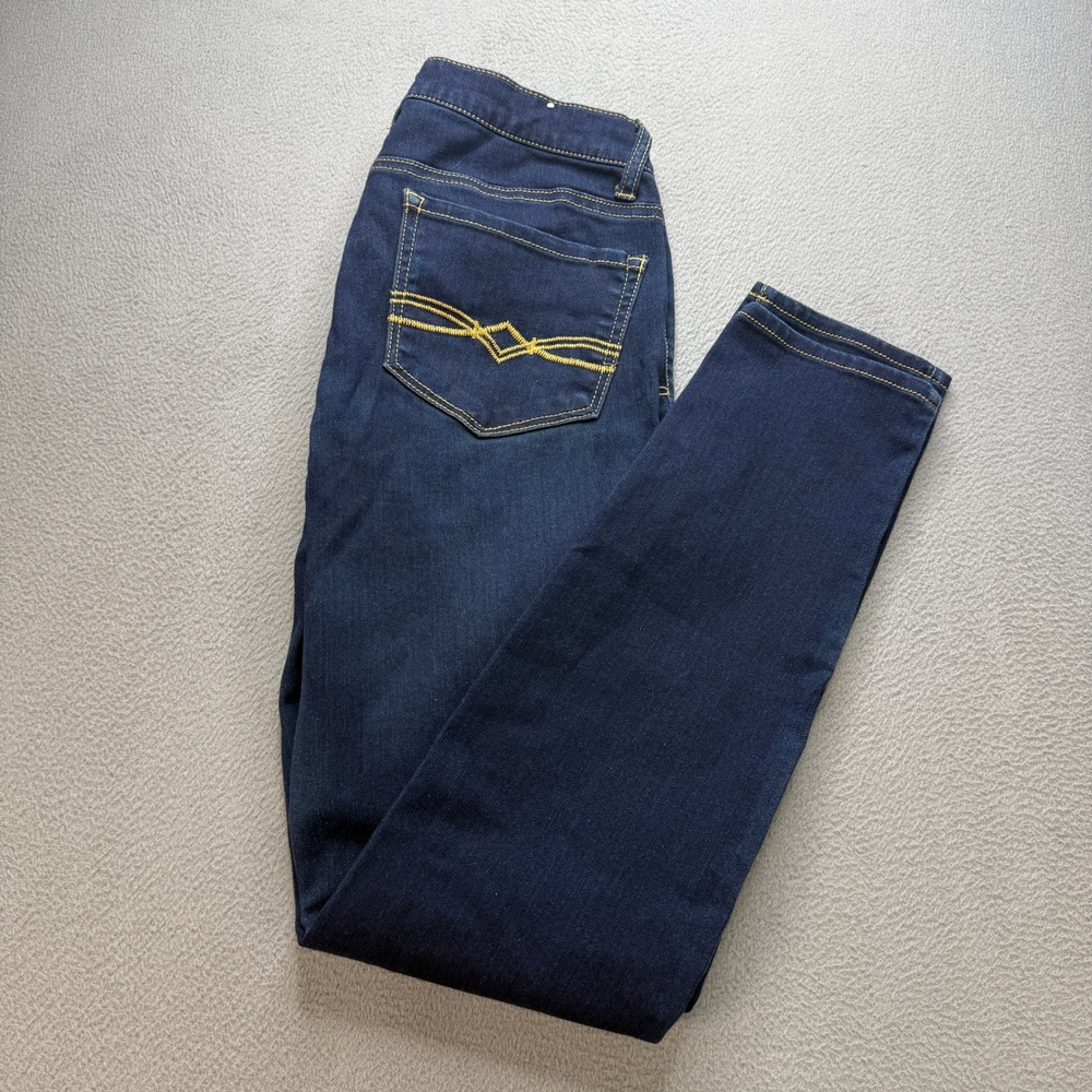 Mudd Skinny Jeans Womens 7 Blue Denim Cotton Spandex Stretch Casual Embroidered